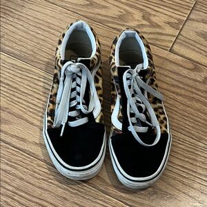 Vans Leopard Print Sneakers with Black Accents